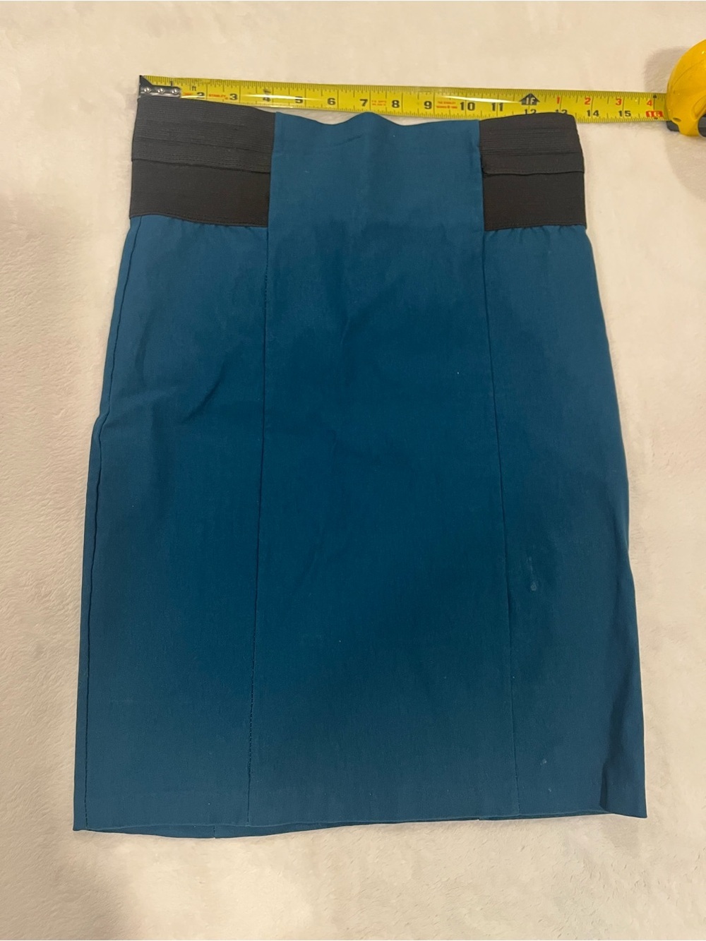 Chocolate Teal Blue High Waisted Pencil Skirt - Picture 1 of 4